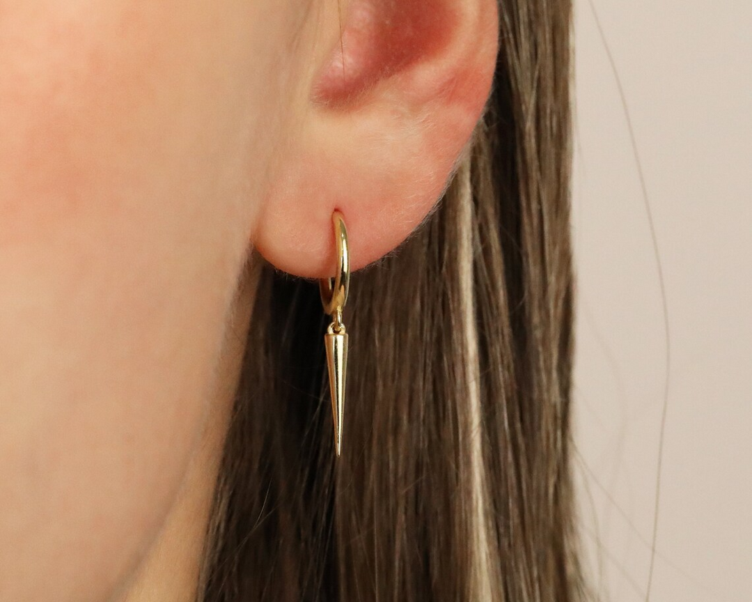 Dainty Spike Huggie Small Hoop Gold Plated Earrings