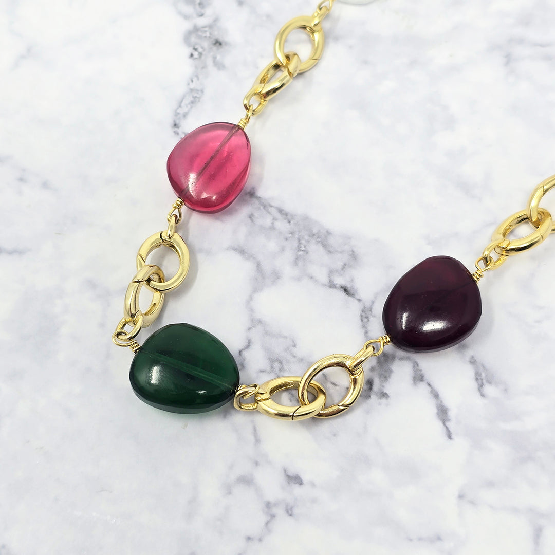 Statement Personalised Birthstone Charm Camelia Necklace