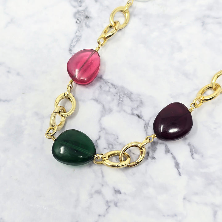 Statement Personalised Birthstone Charm Camelia Necklace