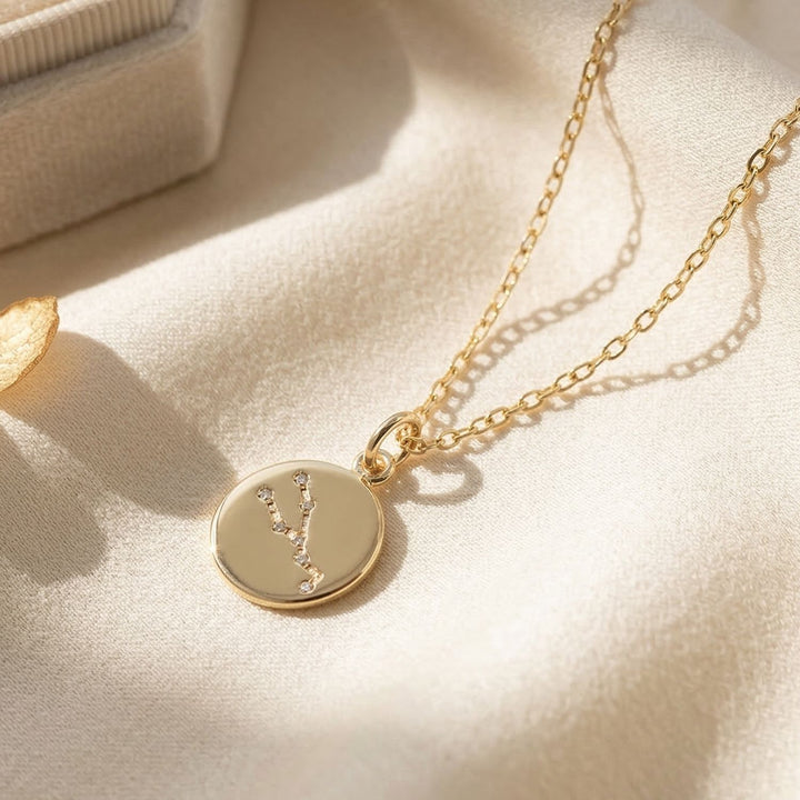 Taurus Gold Plated Constellation Star Map Pendant Charm Necklace