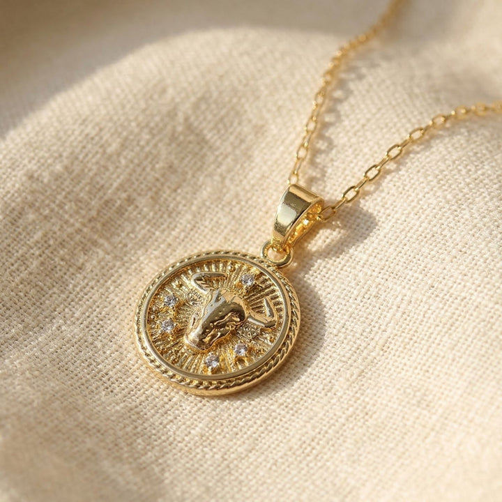 Taurus Gold Plated Zodiac Astrology Pendant Charm Necklace