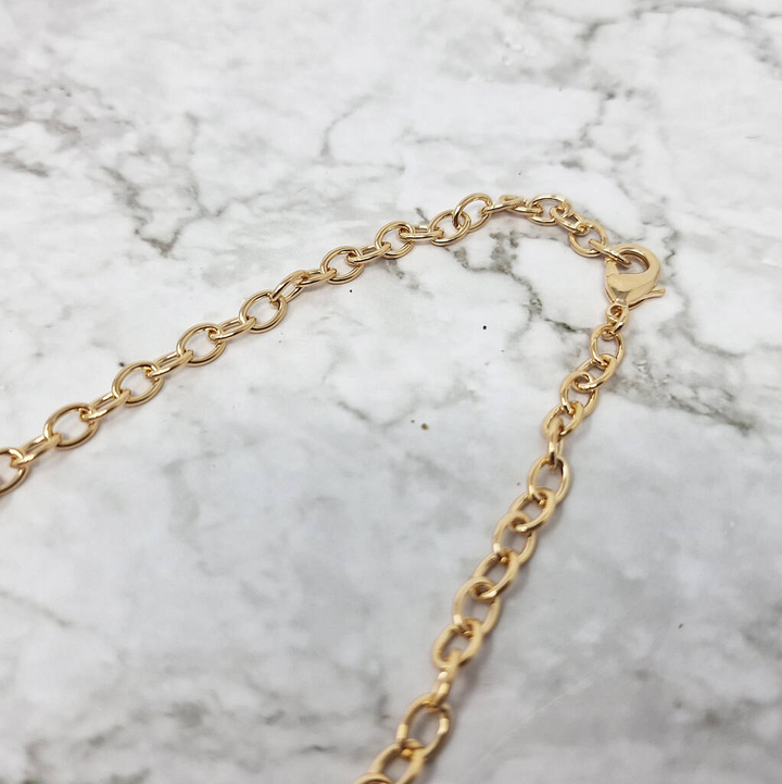 Bold Textured 18k Gold Vermeil Plated Link Necklace