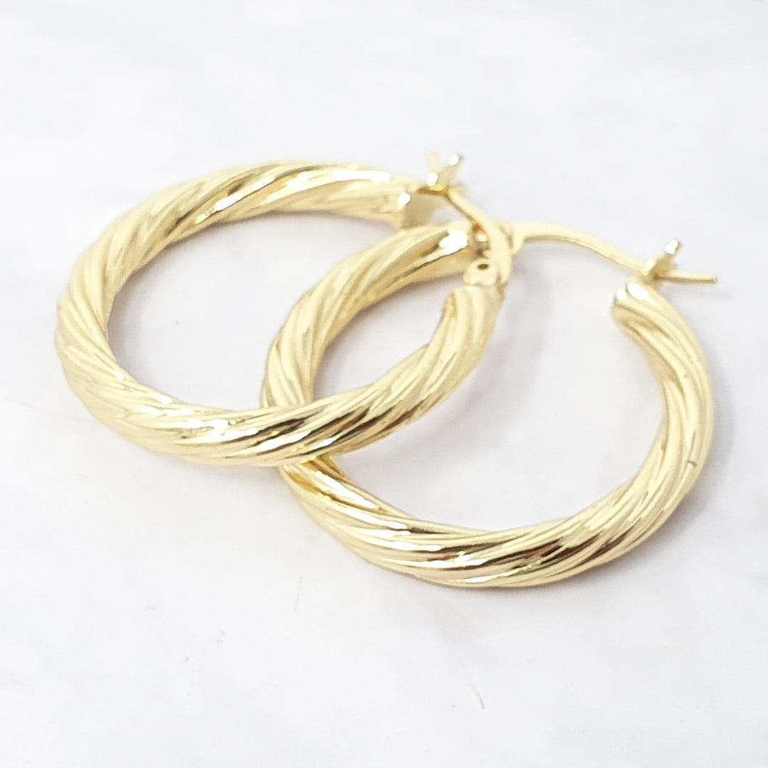 Twisted Gold Plated Round Minimalist Stylish Hoops