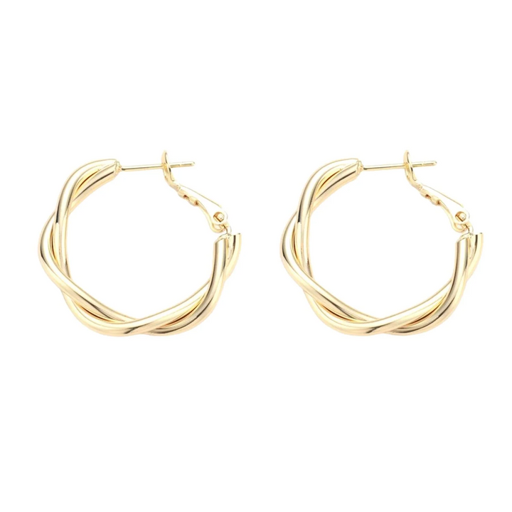 18ct Gold Plated Twisted Hoop Earrings