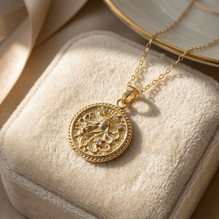 Virgo Gold Plated Zodiac Astrology Pendant Charm Necklace