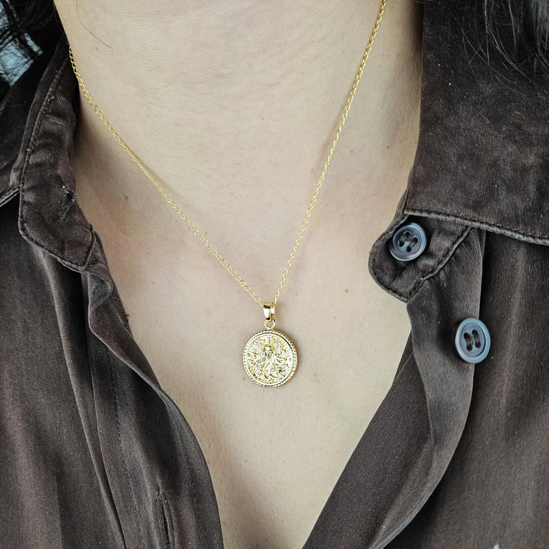 Virgo Gold Plated Zodiac Astrology Pendant Charm Necklace
