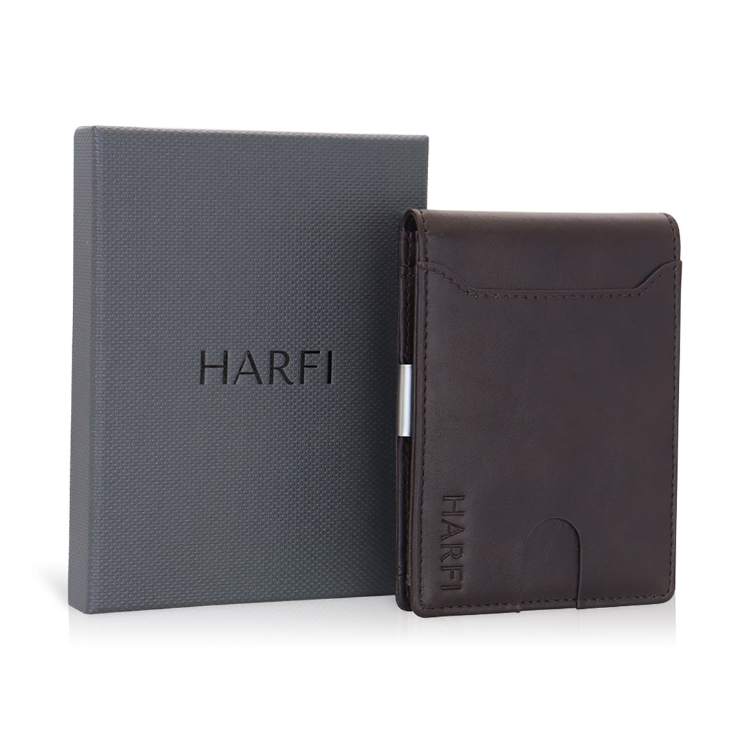 RFID Minimalist Leather Slim Wallet with Money Clip – Stylish Card Holder for Men