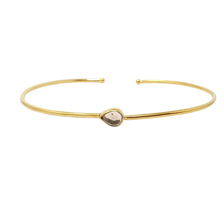 18ct Gold Plated White Topaz April Birthstone Bangle