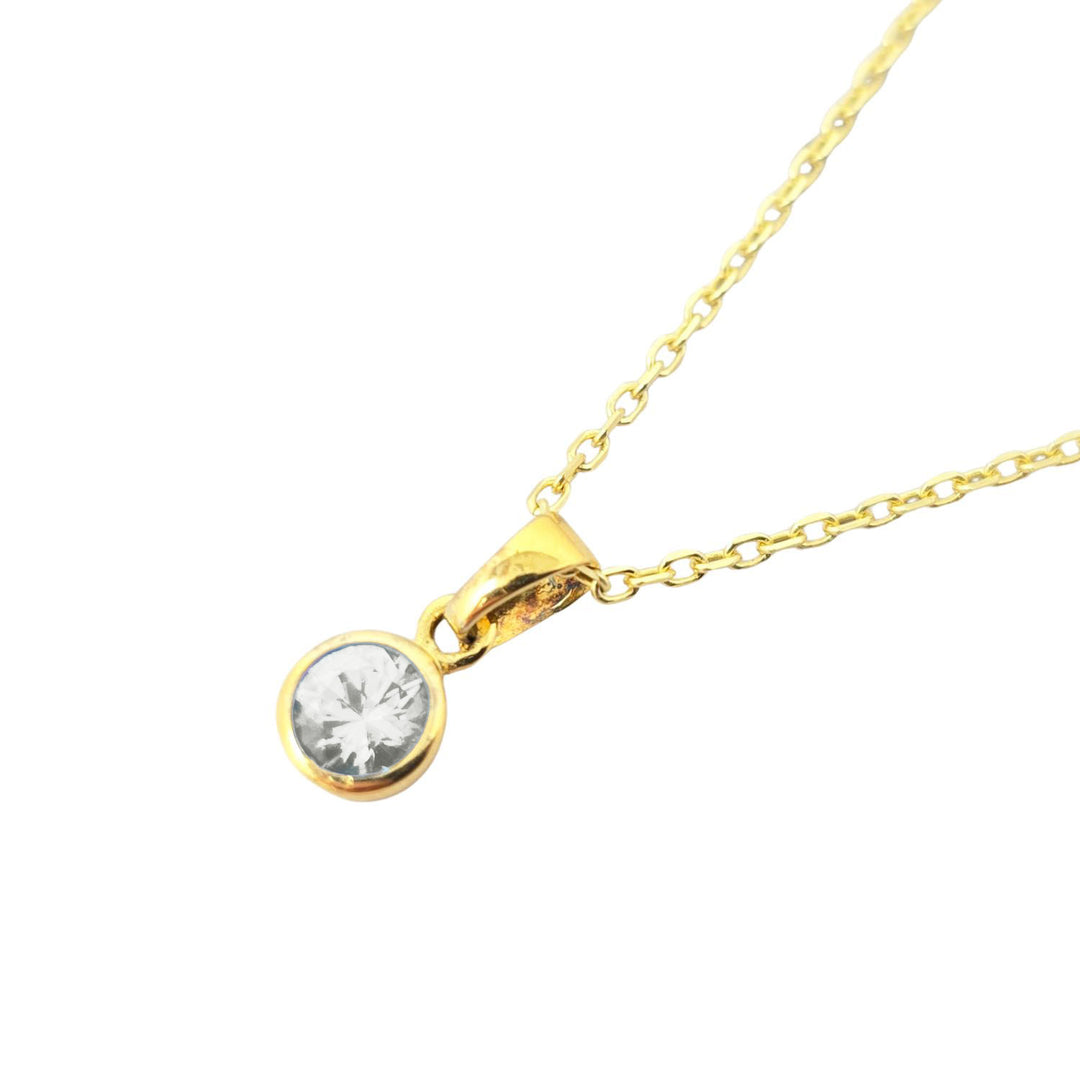 Mini Round White Topaz April Birthstone Pendant Necklace