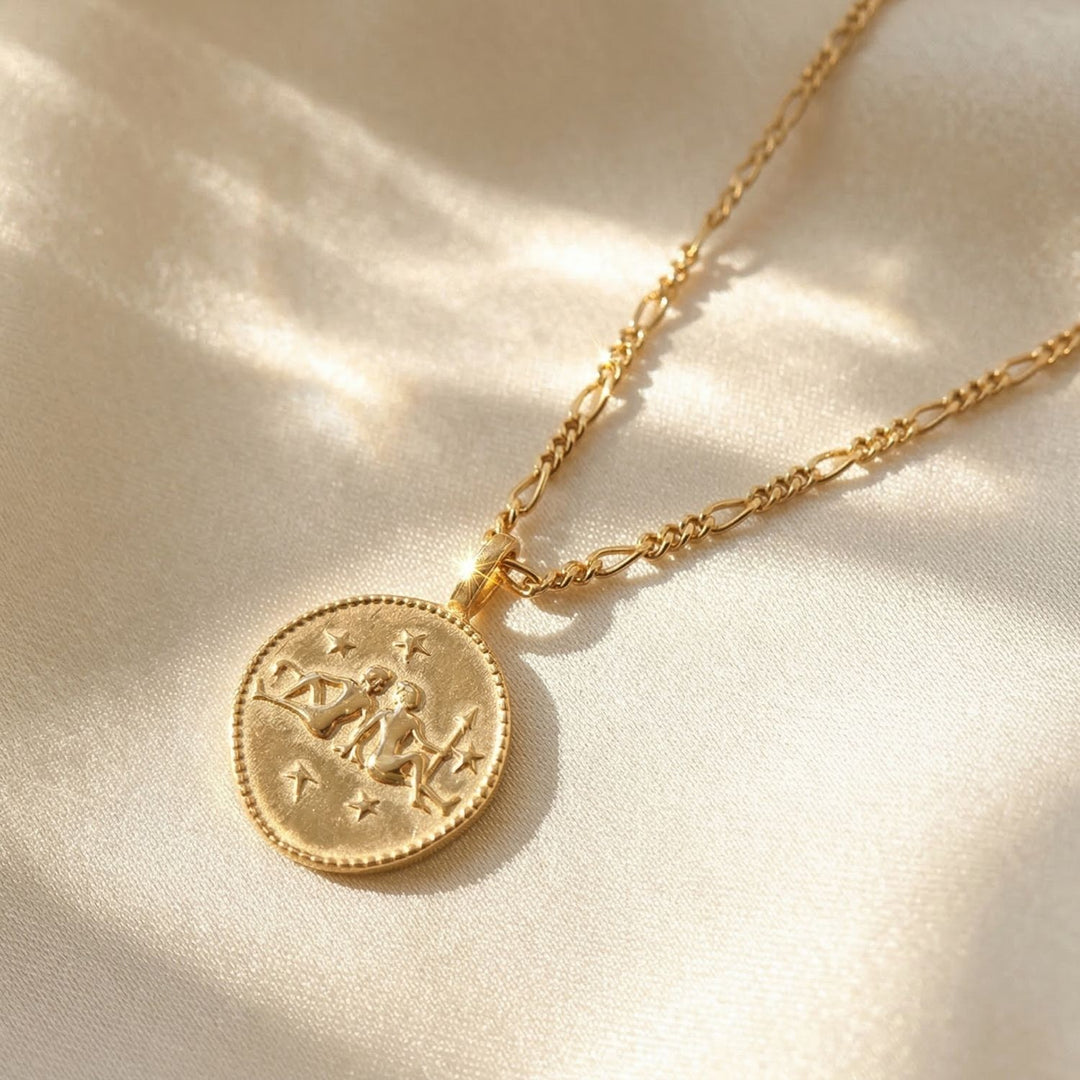 18ct Gold Plated Zodiac Sign Coin Necklace