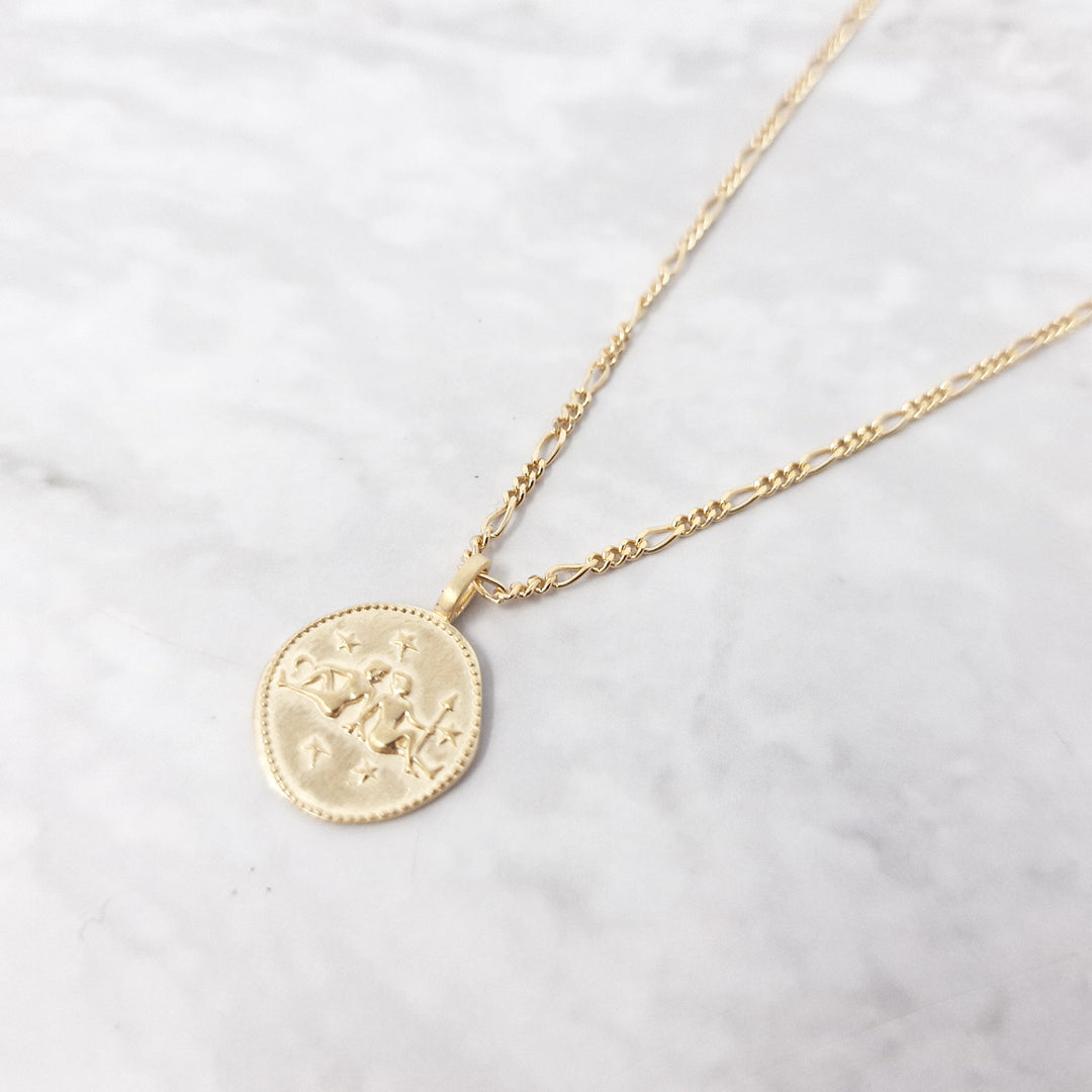 18ct Gold Plated Zodiac Sign Coin Necklace