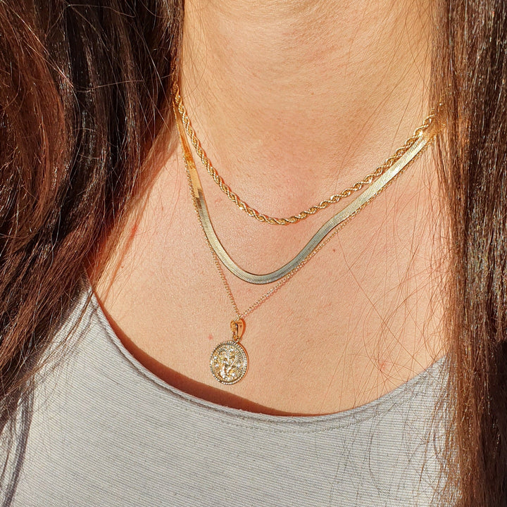 18k Gold Vermeil Plated Herringbone Chain Necklace