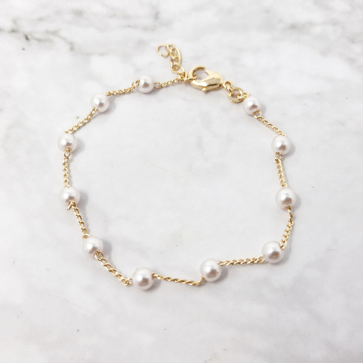 18ct Gold Vermeil Plated Essential Pearl Bracelet