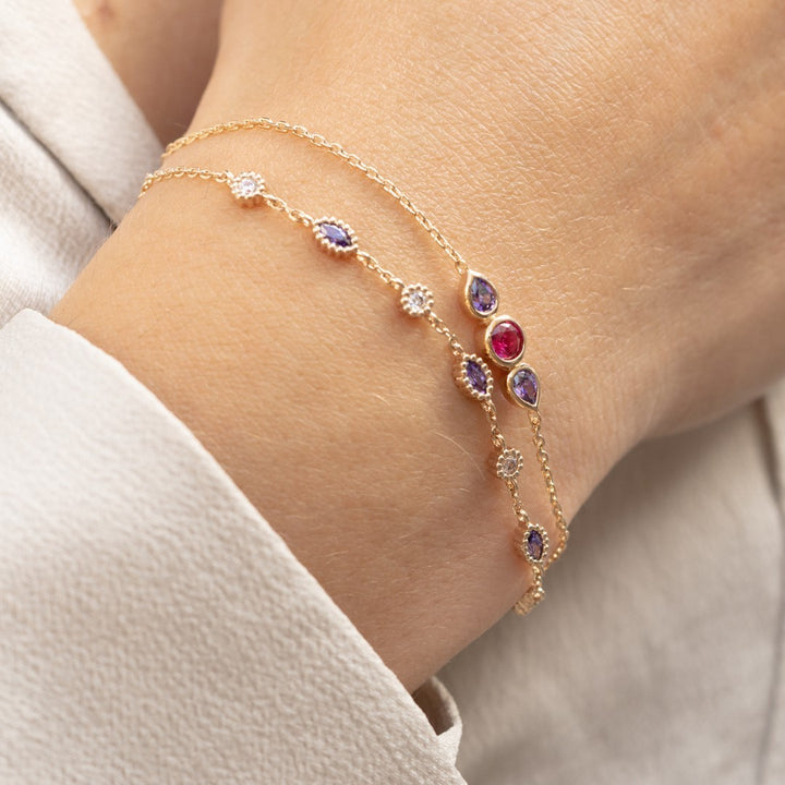 18ct Gold Vermeil Plated Amethyst And White Topaz Bracelet
