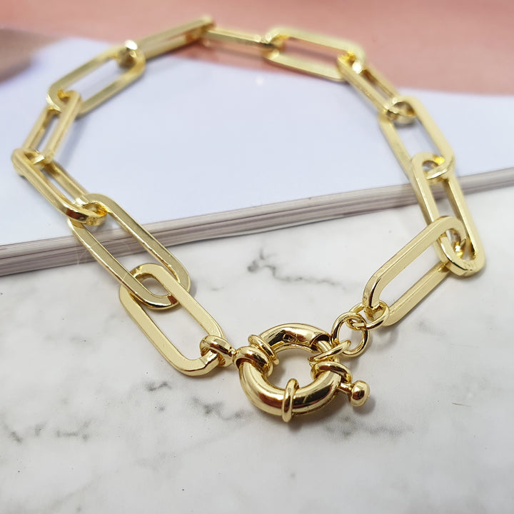 18k Gold Filled Paperclip Bracelet