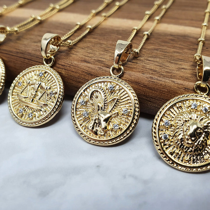 18k gold filled, 1 inch, zodiac pendant charms