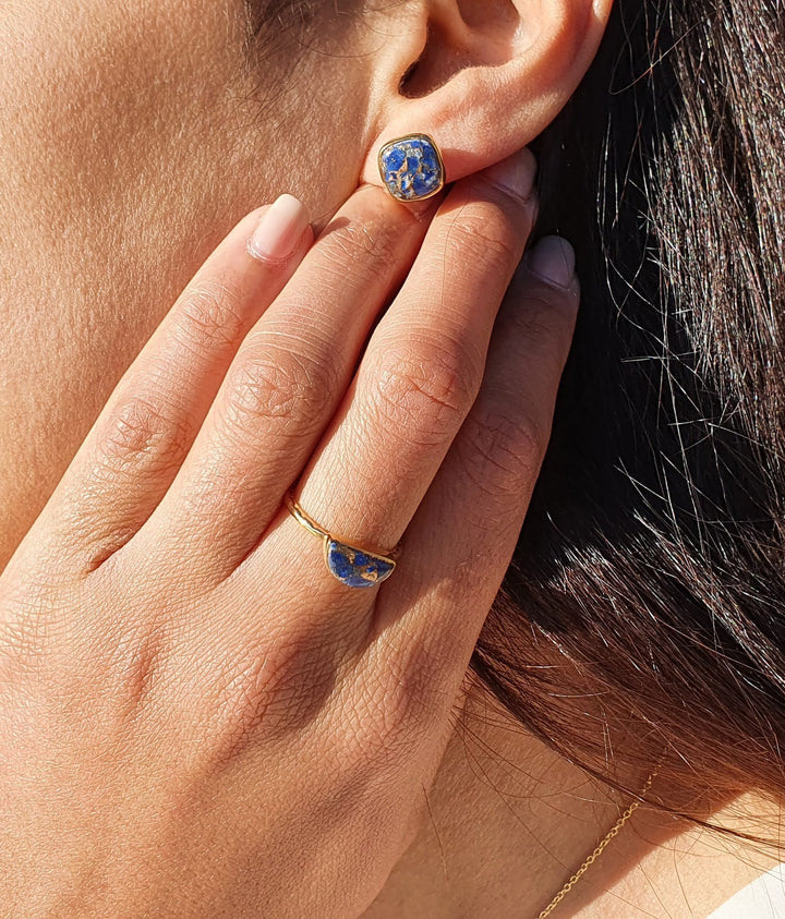 Copper Lapis Lazuli Gold Vermeil Earrings - September Birthstone Earrings