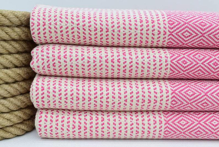 Pink Organic Diamond Light Beach Towel