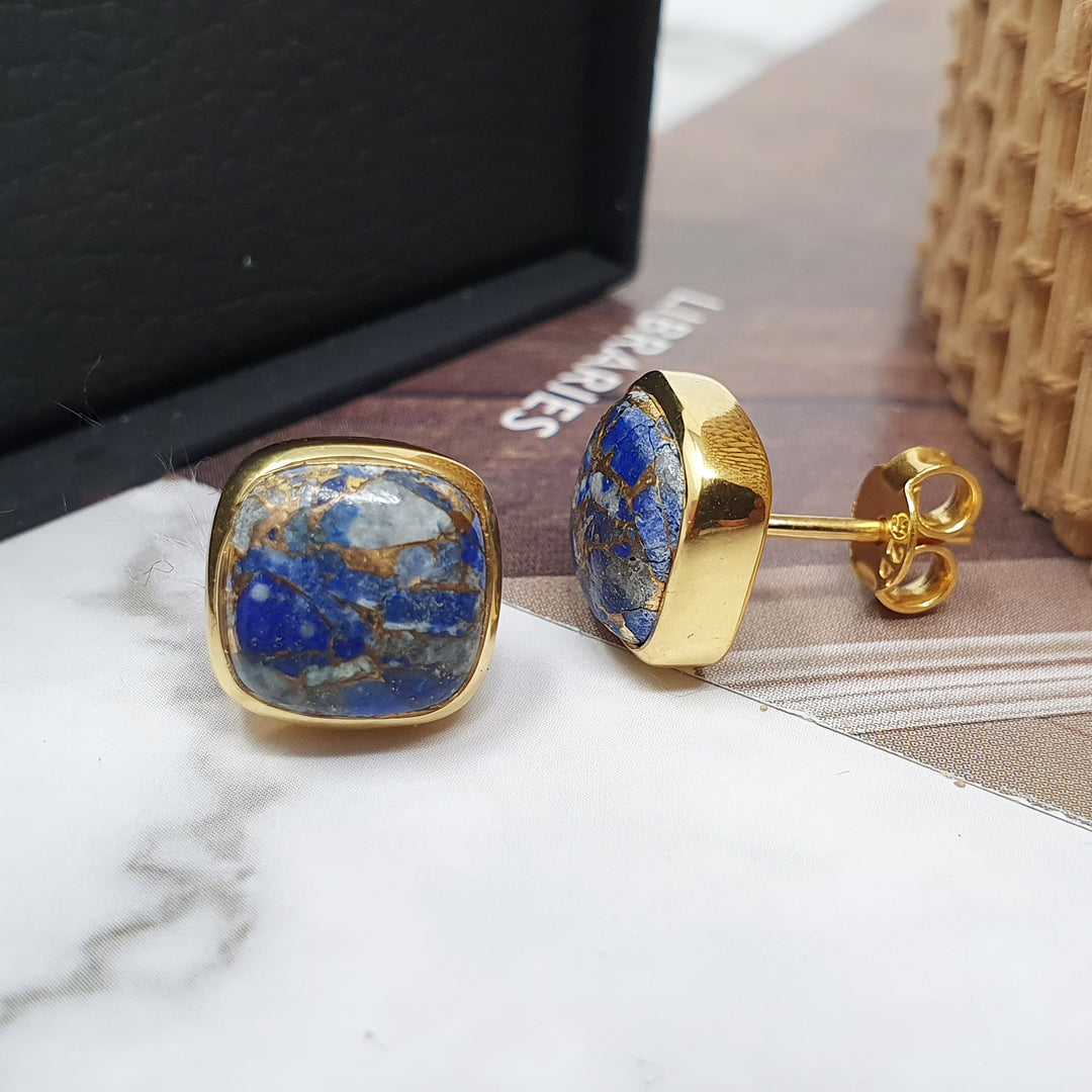 Copper Lapis Lazuli Gold Vermeil Earrings - September Birthstone Earrings
