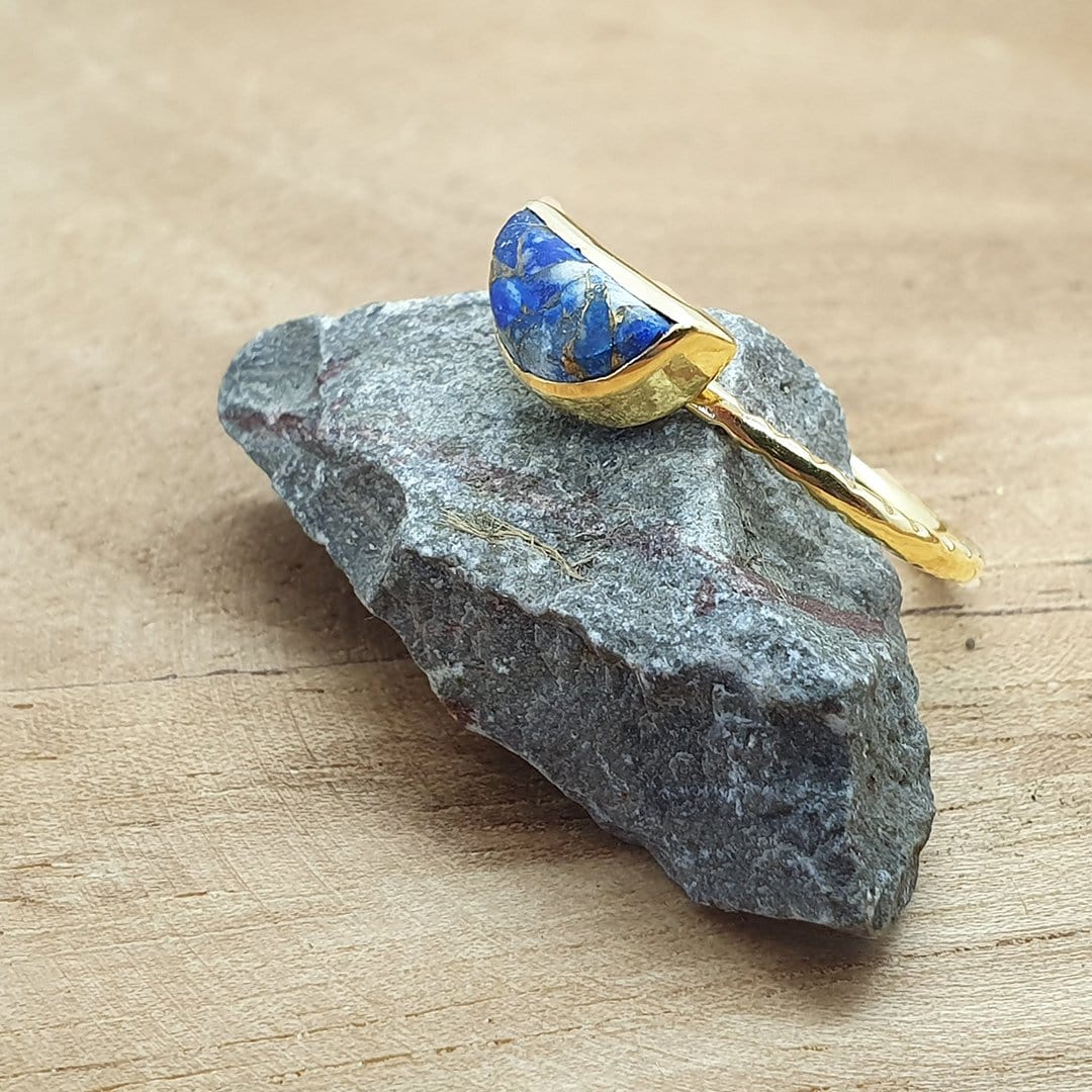 Gold vermeil lapis lazuli ring. September birthstone ring.