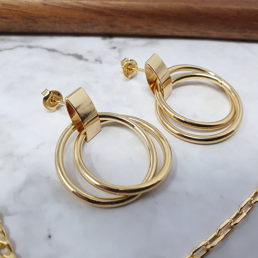 18k gold filled, duel women's hoop earrings