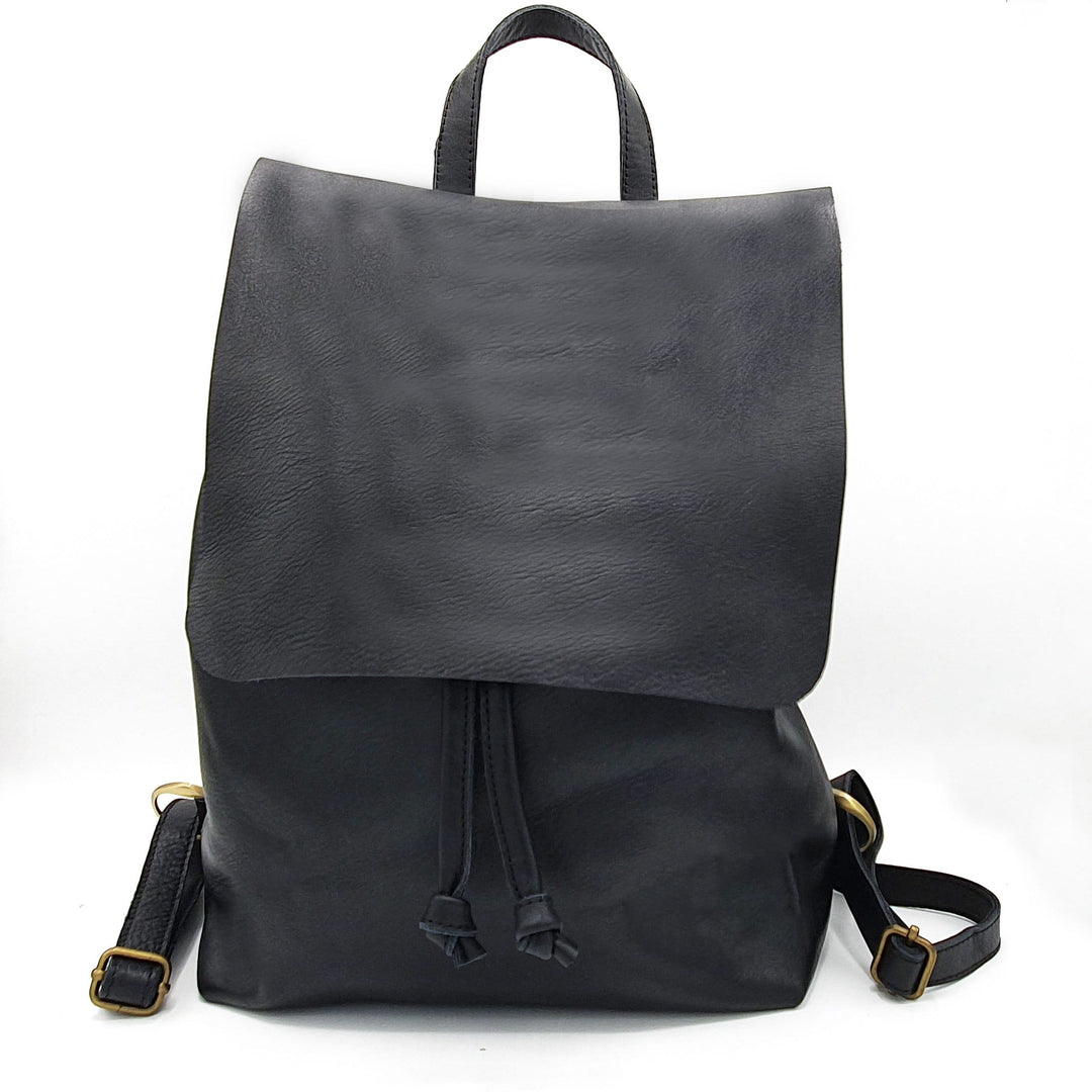 Practical and Lightweight Black Leather Backpack | Stylish and Versatile Design