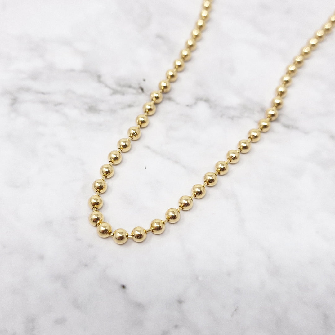 18ct Gold Plated Classic Ball Bead Extra Long Chain
