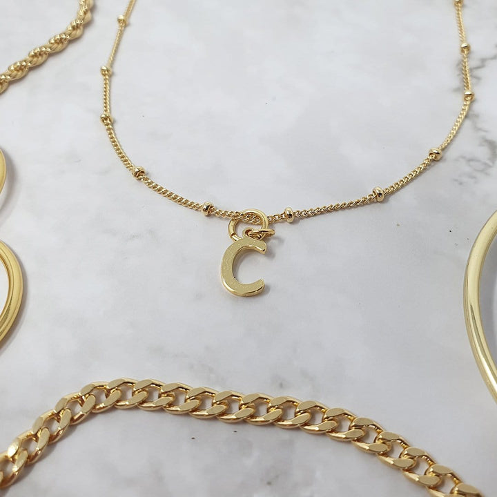 18k Gold Alpha Initial Pendant Charms - C