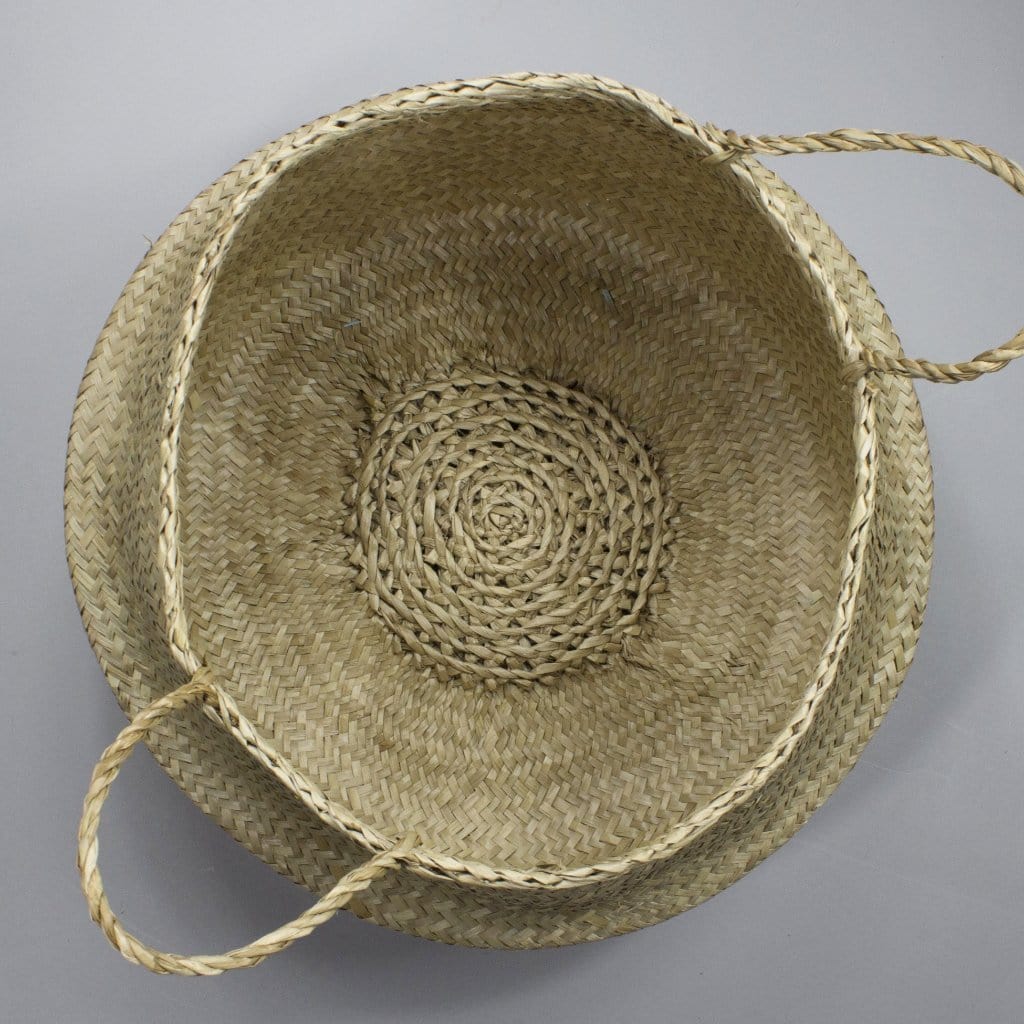 Hoa - Folding Beige Seagrass Belly Picnic Basket