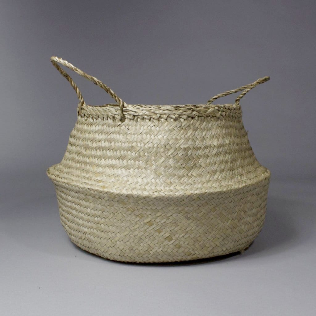 Hoa - Folding Beige Seagrass Belly Picnic Basket