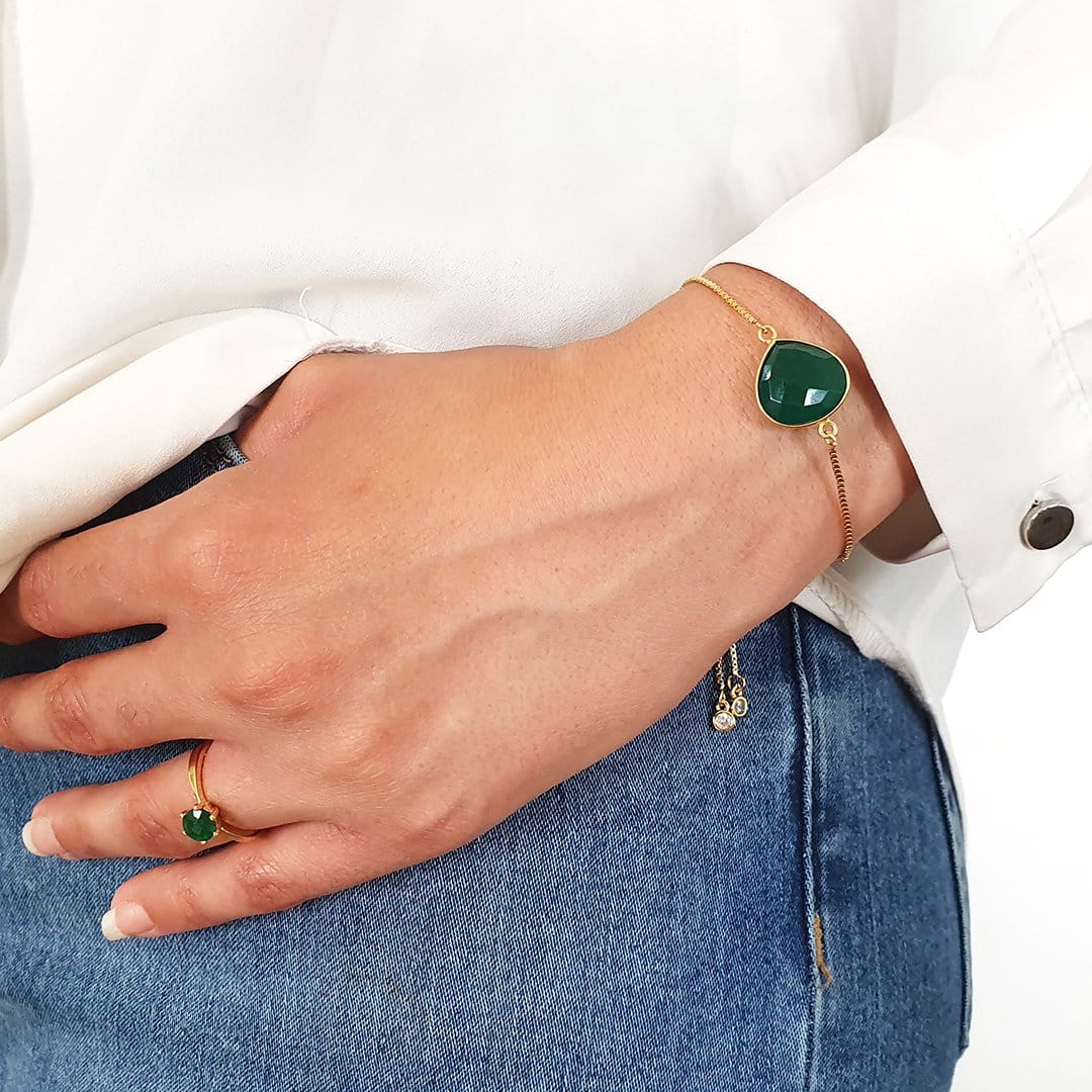 Jasmin - Green Onyx Gemstone Adjustable Bracelet Bracelet