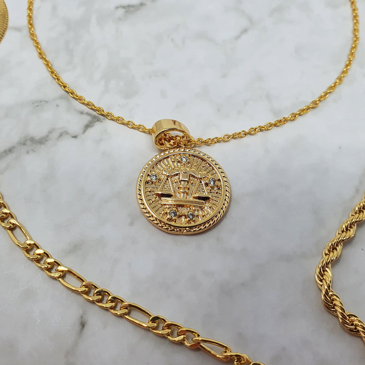 18k gold Libra zodiac pendant charms