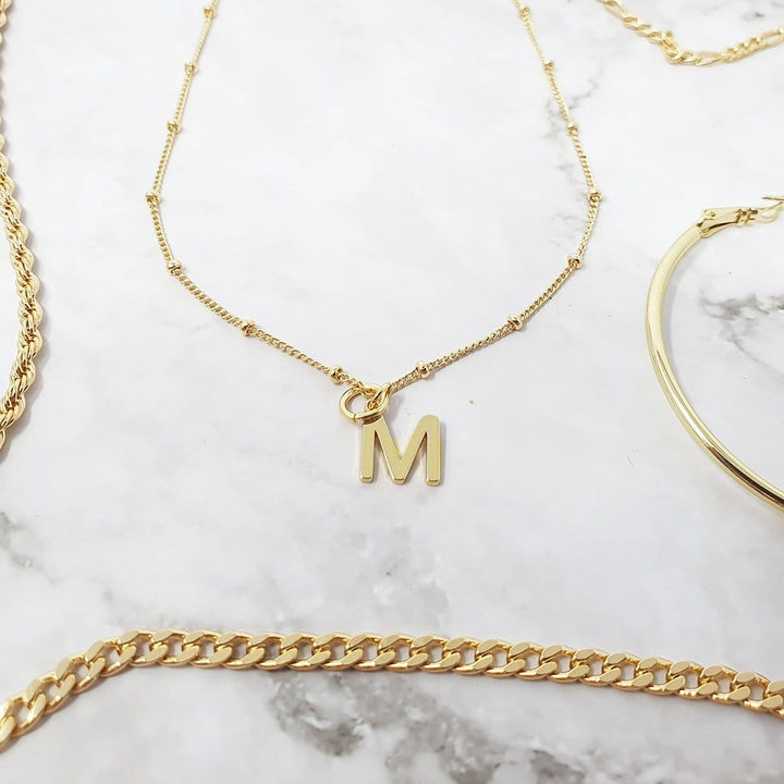 18k Gold Alpha Initial Pendant Charms - m