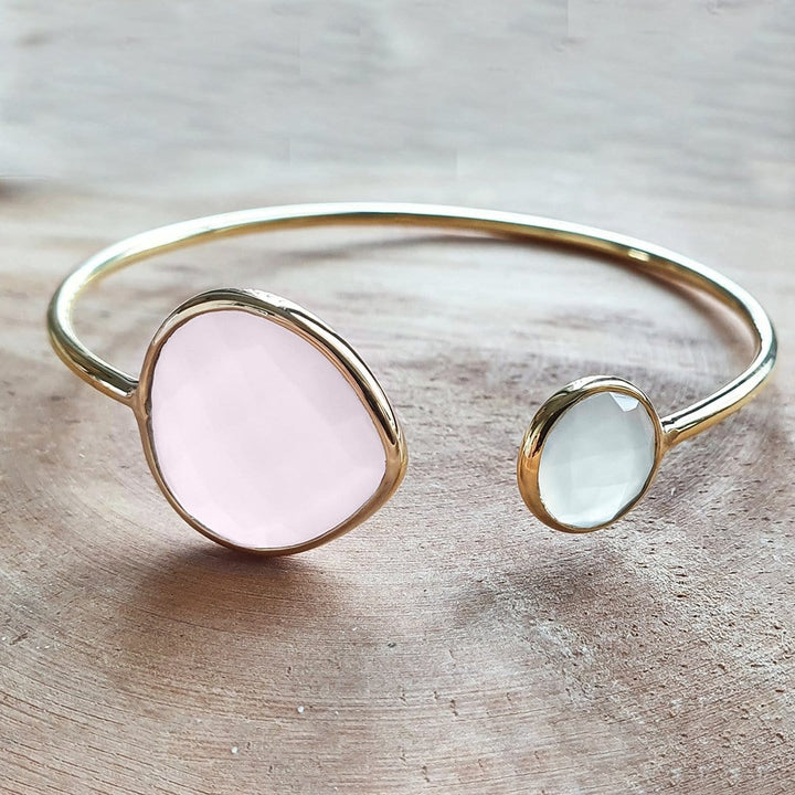 Myra Bracelet | Pink And White Chalcedony Gold Vermae Bracelet