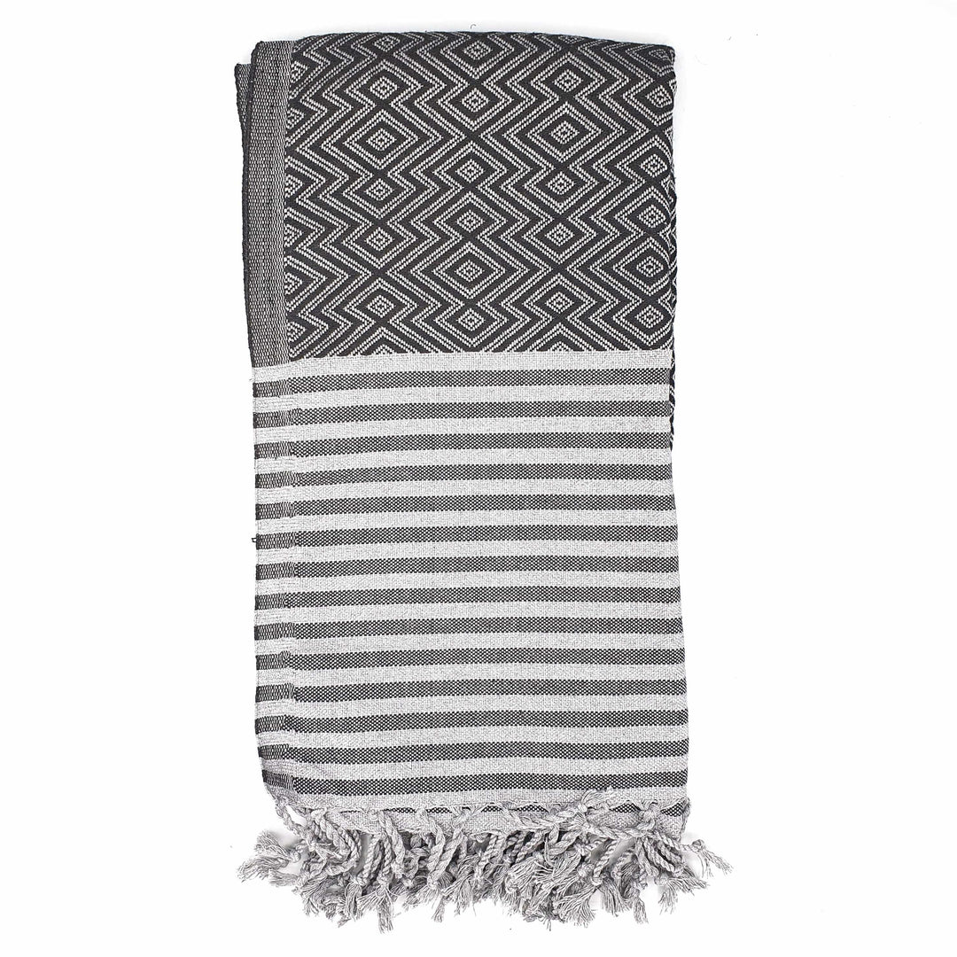 Nisa Hammam Towel, Black And Grey