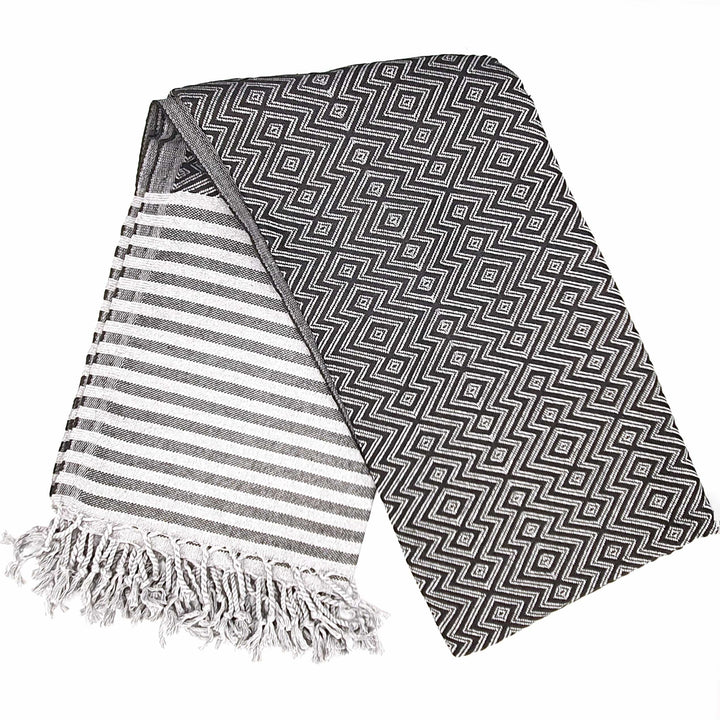 Nisa Hammam Towel, Black And Grey