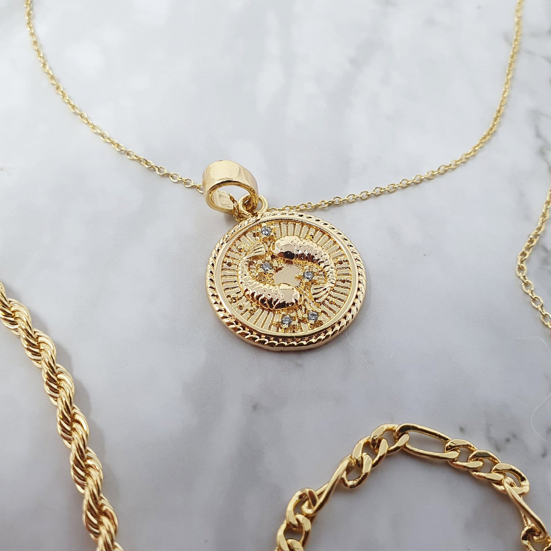 18k gold Pisces zodiac pendant charms