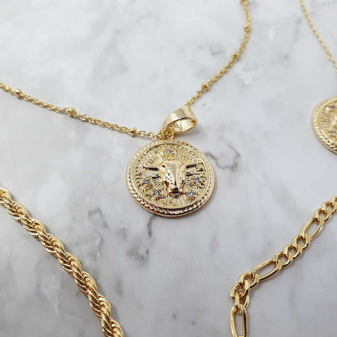 18k gold Taurus zodiac pendant charms