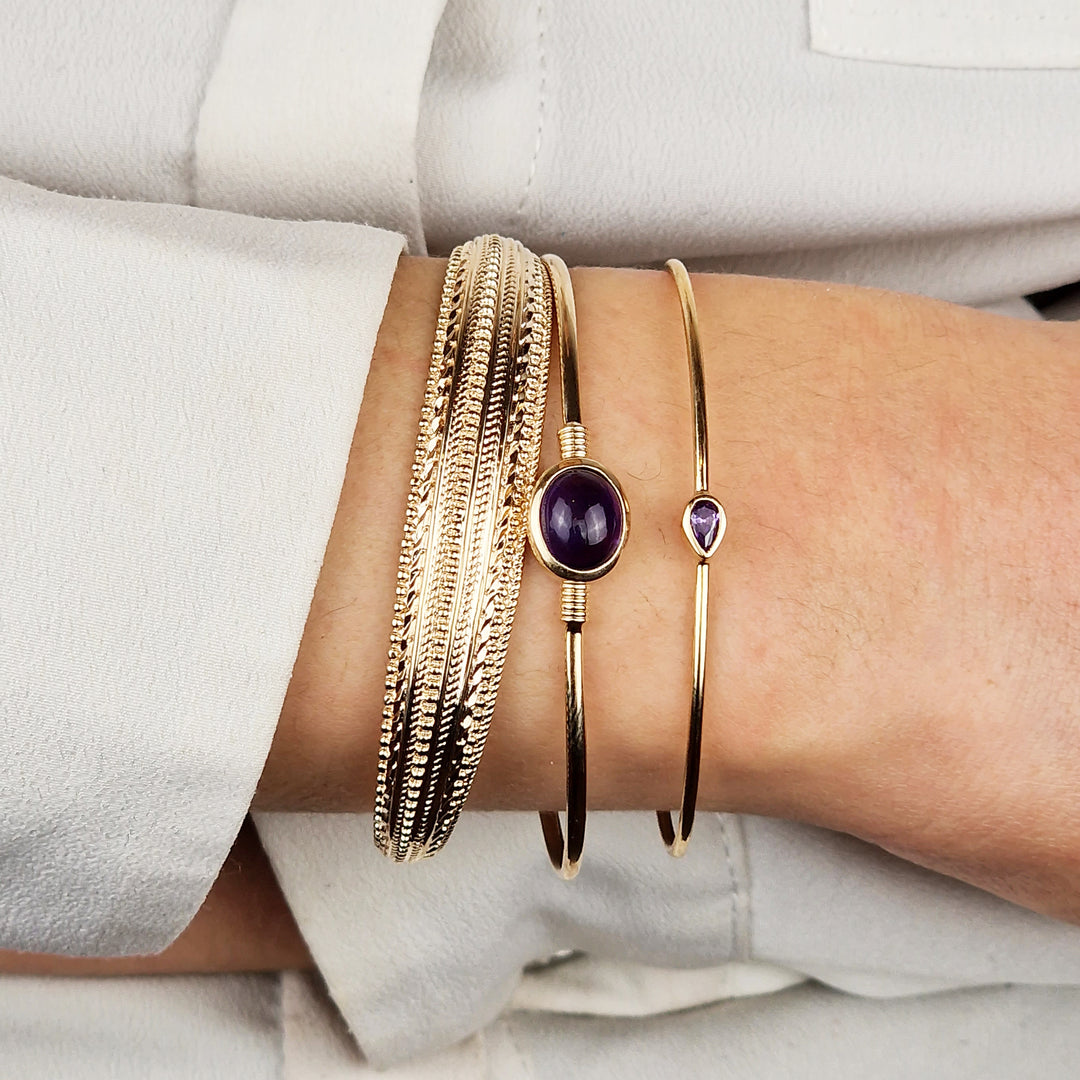 18ct Gold Vermeil Plated Amethyst February Bangle