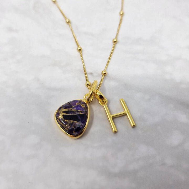 18ct Gold Vermeil Plated Amethyst Initial Necklace