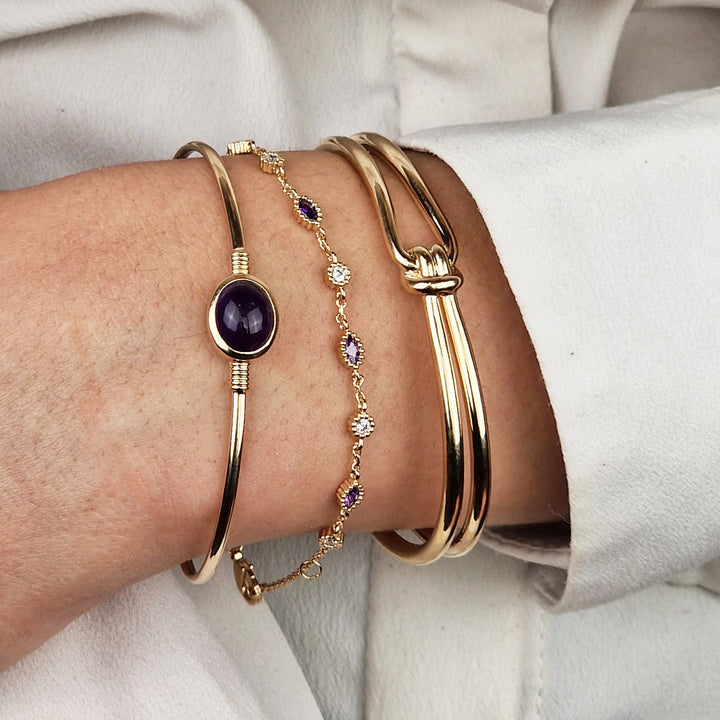 18ct Gold Vermeil Plated Amethyst And White Topaz Bracelet