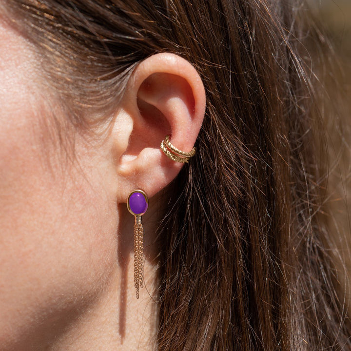 18ct Gold Vermeil Genuine Purple Amethyst Earrings