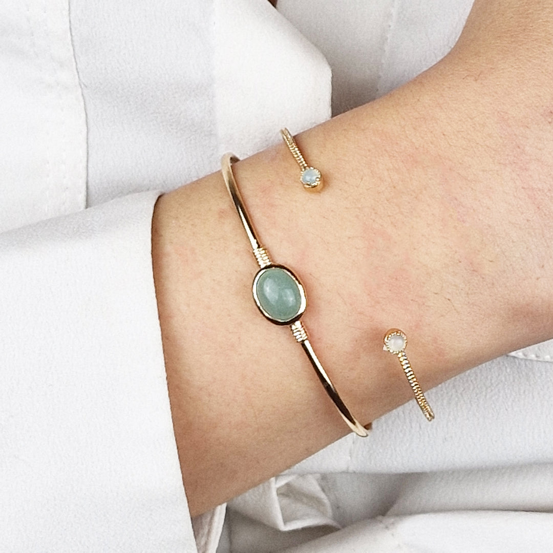 18ct Gold Vermeil Plated Blue Aquamarine Bangle