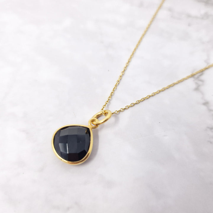 18ct Gold Plated Black Onyx Pendant Necklace