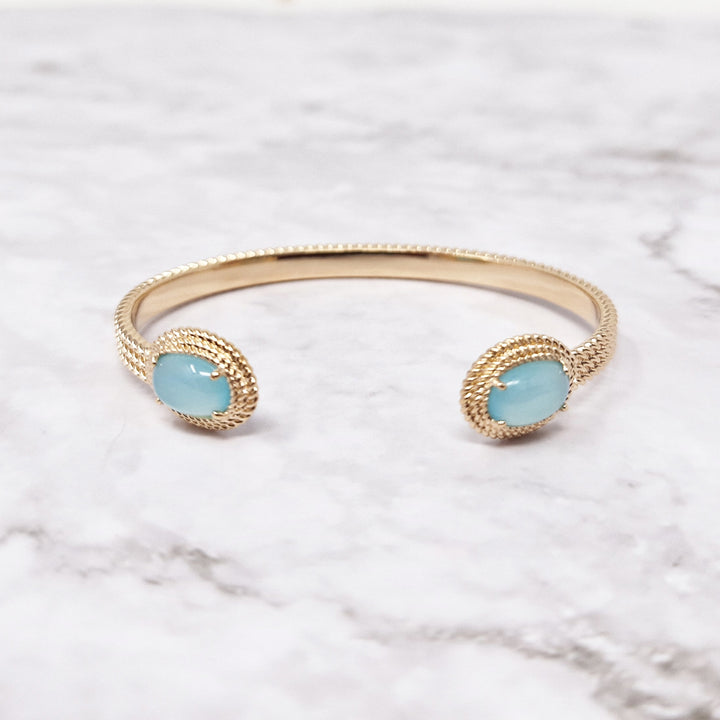 18ct Gold Vermeil Plated Blue Agate Bangle