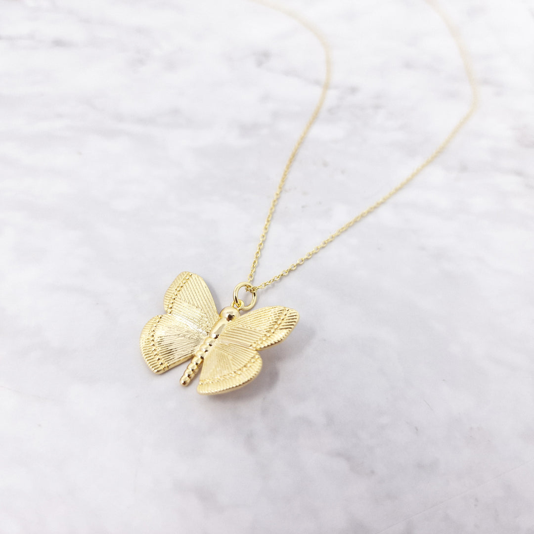 18ct Gold Plated Dainty Butterfly Charm Necklace