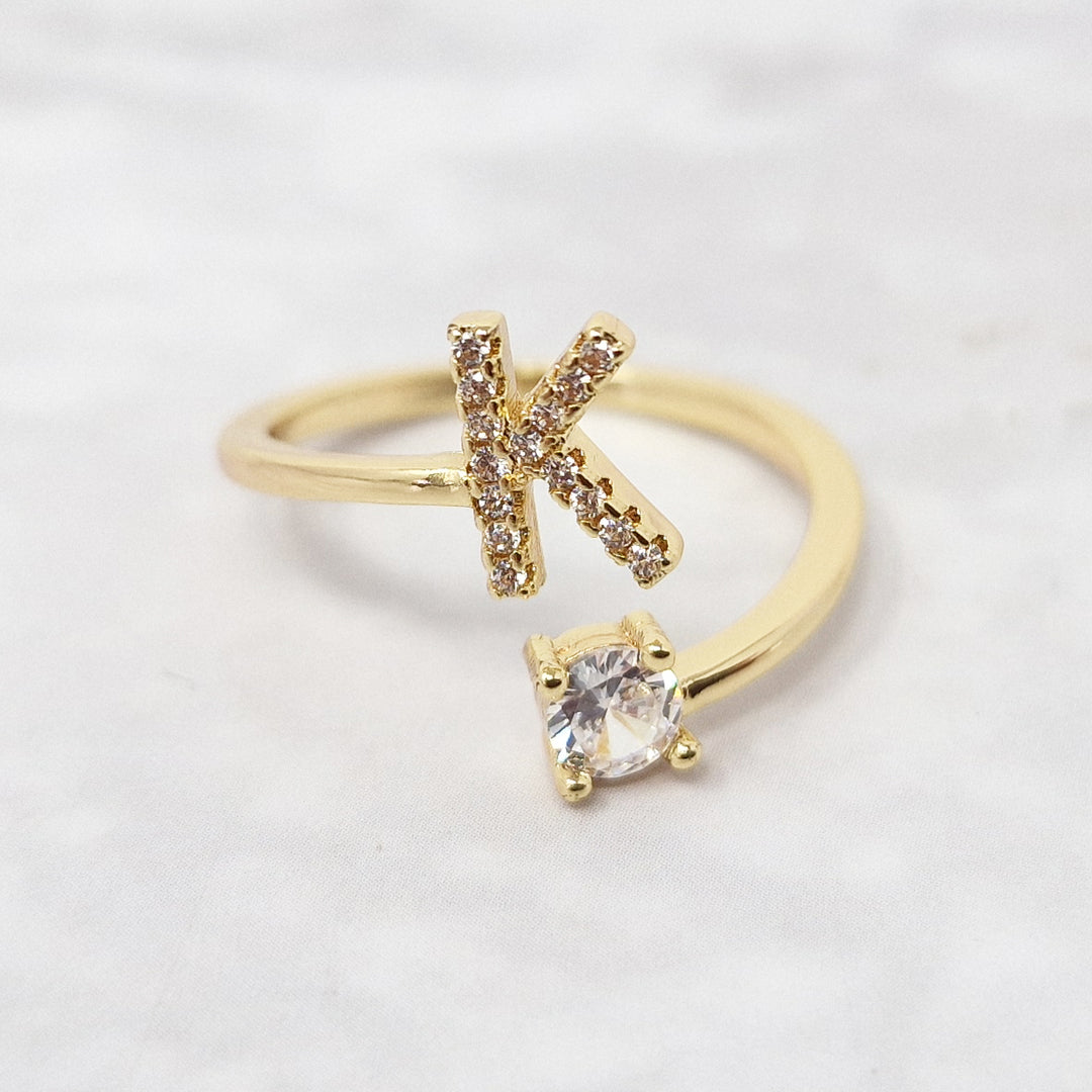 18ct Gold Plated Adjustable Personalised Initial Ring