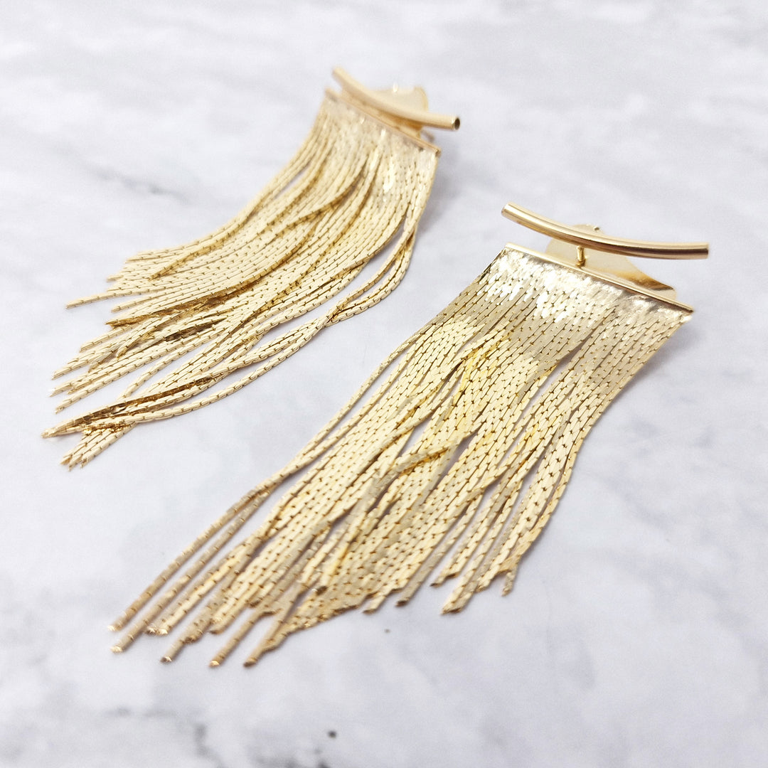 18ct Gold Plated Waterfall Party Tassel Earrings