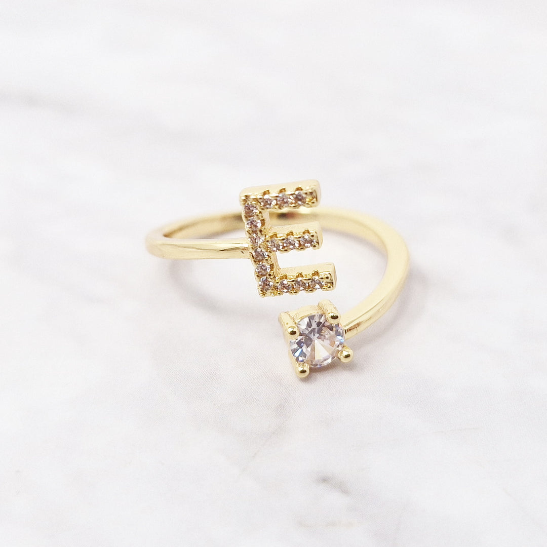 18ct Gold Plated Adjustable Personalised Initial Ring