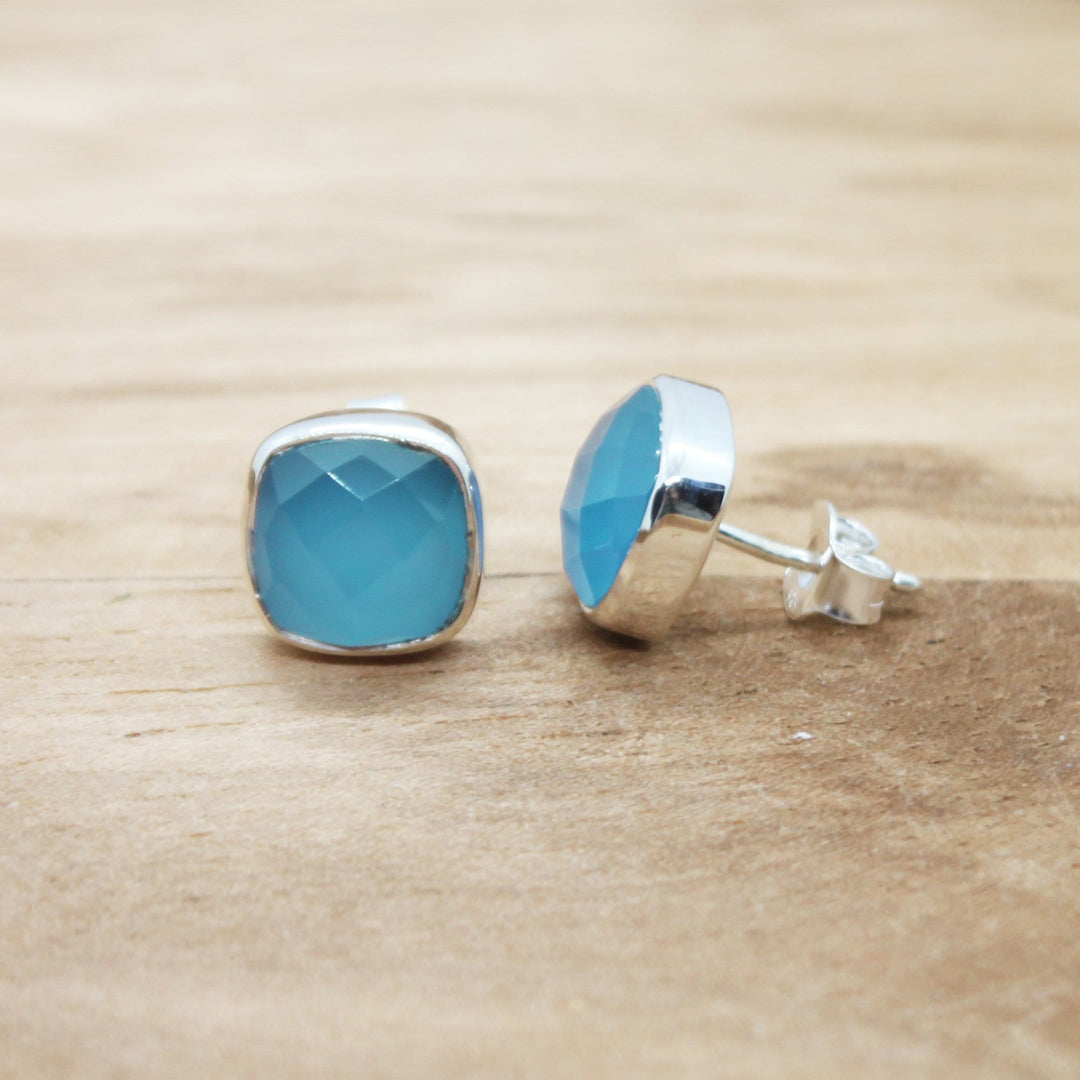 Blue Chalcedony Gemstone Fatima earrings